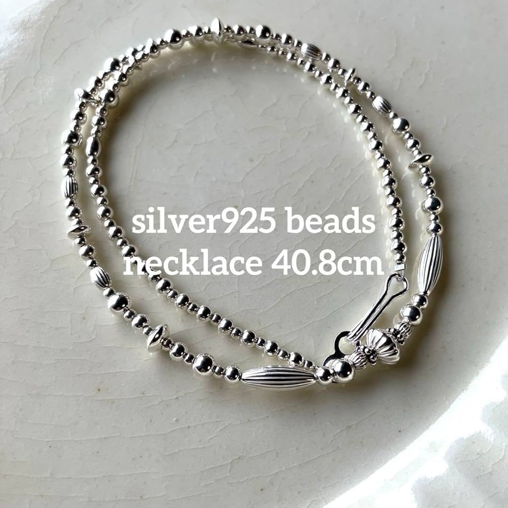 silver シルバー 925 ビーズ 一連 シャイニー ネックレス 50 55 silver シルバー 925 ビーズ 一連 シャイニー ネックレス 50 55
